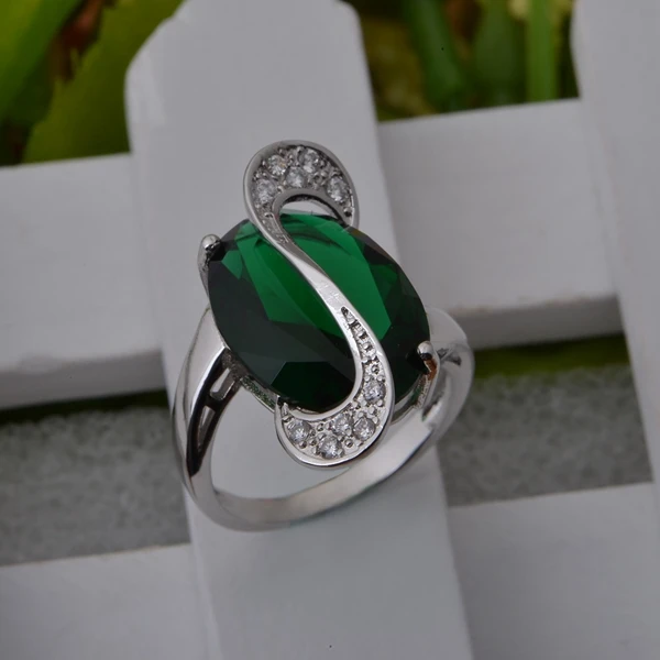 Кристальные посеребренные CZ ювелирные кольца с бриллиантом для женщин из