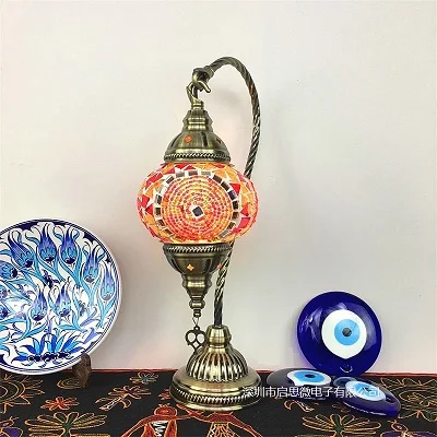 style F Турецкая мозаичная настольная лампа, винтажный арт-деко, ручной работы, lamparas de mesa, мозаичный стеклянный романтичный светильник для кровати, lamparas con mosaicos - Цвет абажура: style F