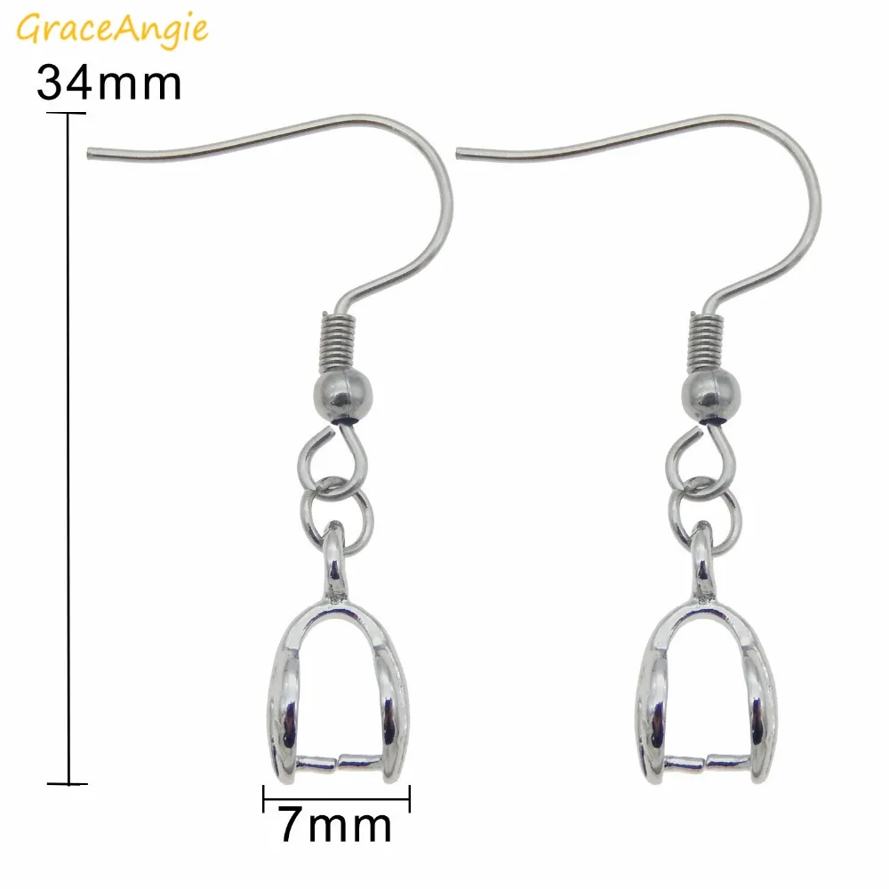 GraceAngie 5pairs/lot Stainless Steel Silver Earring Wire Hooks with Pinch Clip Bail Findings For DIY Making Accessories | Украшения и