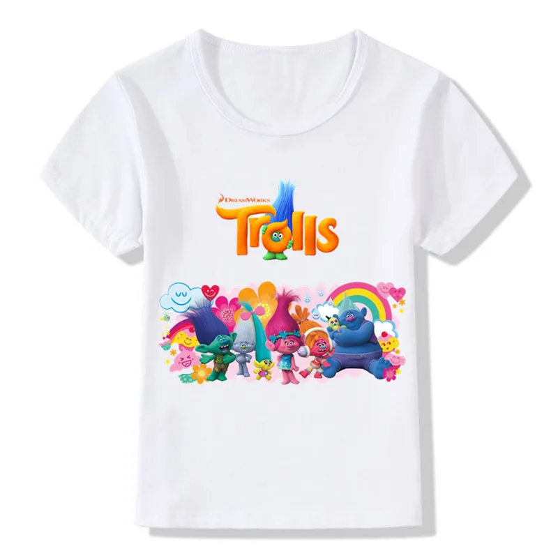 Забавная детская футболка с героями мультфильмов тролли Маки милая одежда