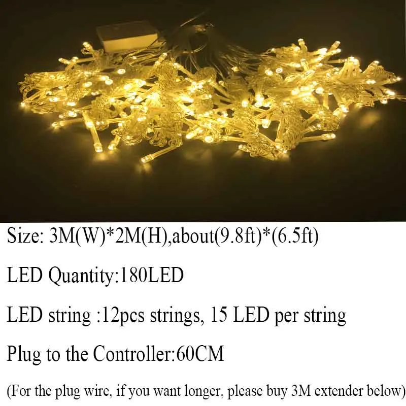 3-2M warm white Новогодняя 3 м х 3 м наружная занавеска сосулька 300LED гирлянды 8 режимов сказочная Гирлянда для дома на Рождество, праздник, свадьбу - Испускаемый цвет: 3-2M warm white