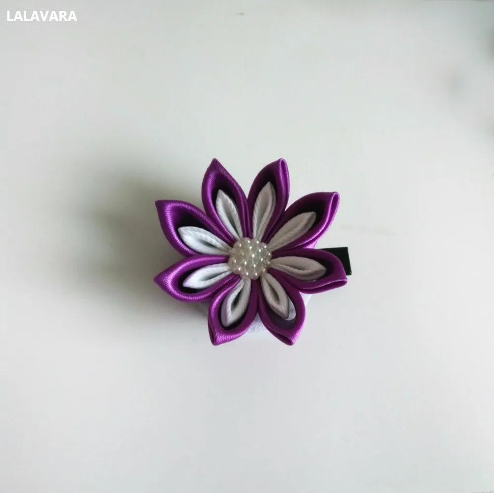 LALAVARA 10 шт. радужные заколки kanzashi цветы Детские аксессуары для волос для девочек декоративные заколки