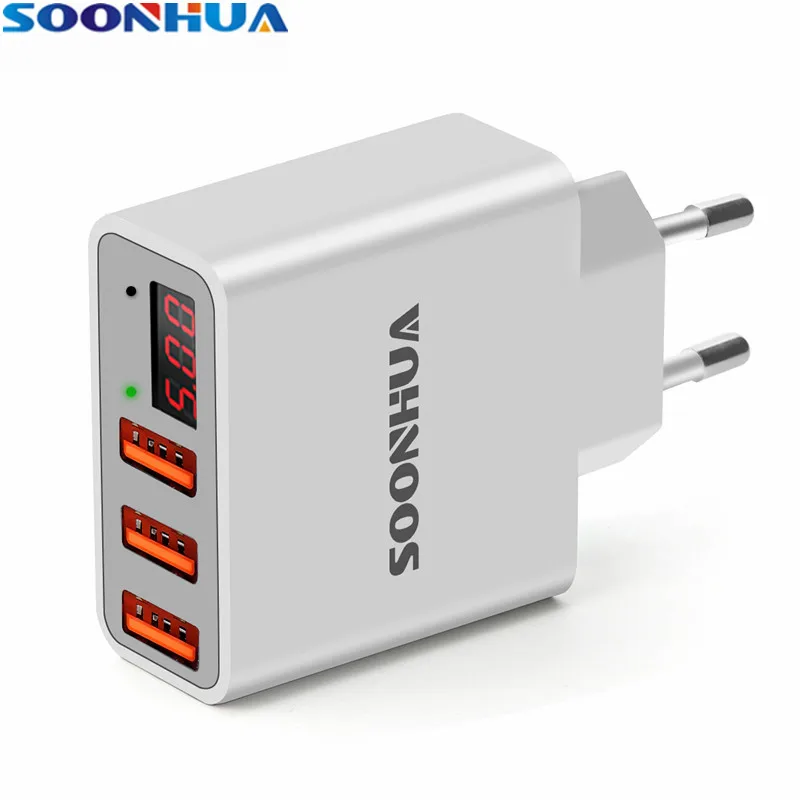 Зарядное устройство SOONHUA с 3 USB портами универсальное быстрое зарядное 5 В/3 4 А