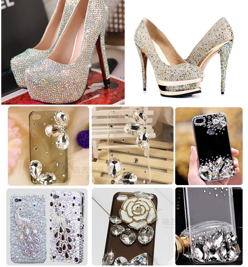 Высококачественные хрустальные стразы 3SS до 30SS Радужный клей с плоской задней