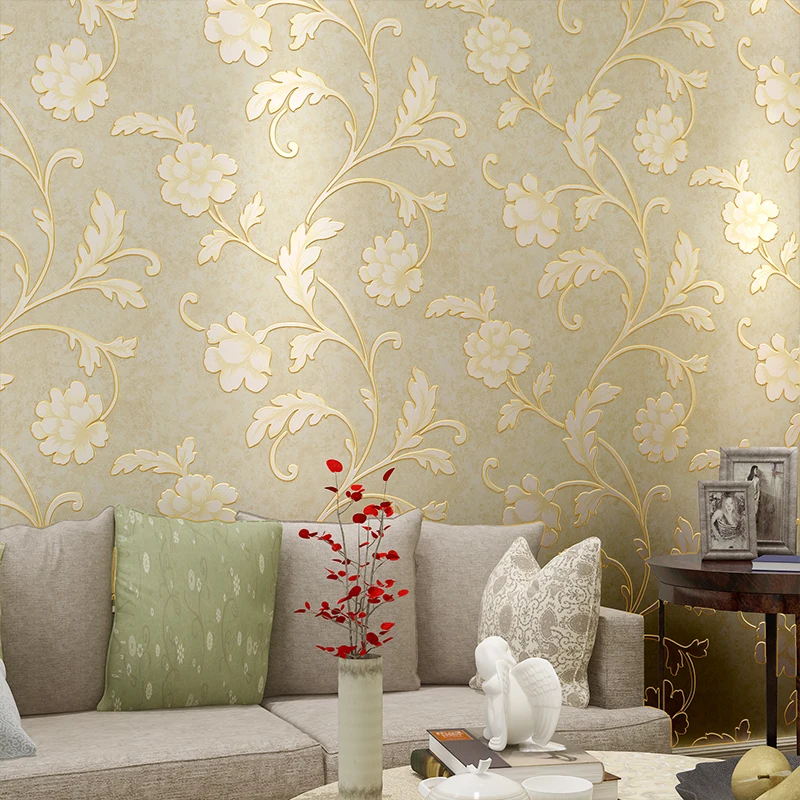 

Wallpaper, non-woven, American garden, 3D, three-dimensional flower pattern, living room, bedroom, background, wall, study