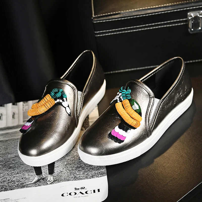 Весной 2017 женщин сладкие толстым дном loafer Корейской модница квартира с блестками