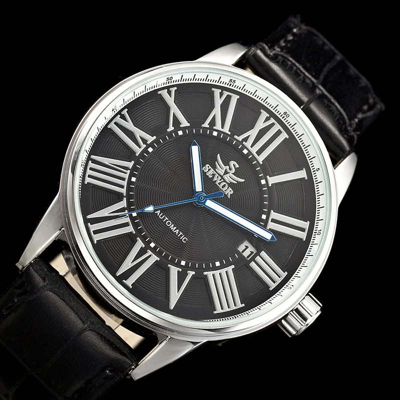 SEWOR автоматические механические подарочные золотые скелетоны мужские часы