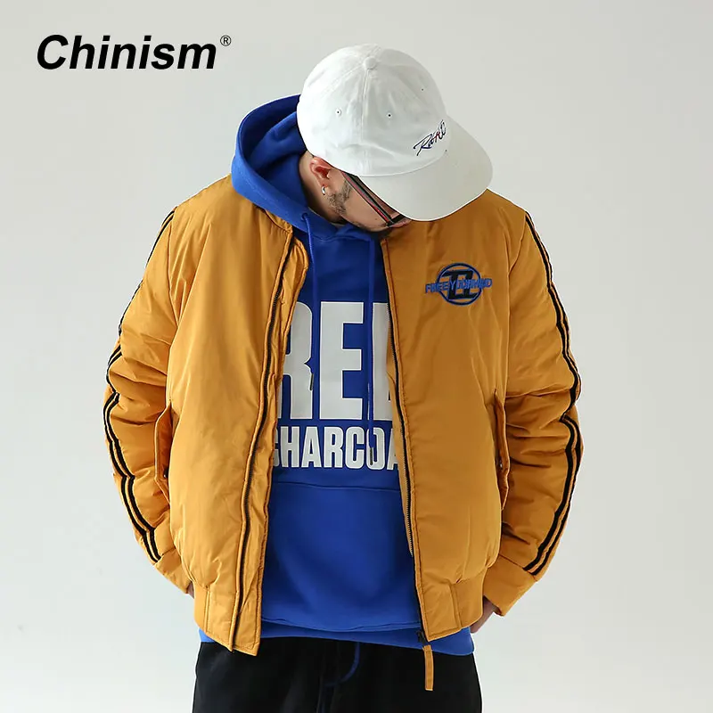 CHINISM с принтом букв парки капюшоном Мужские Зимние черный оранжевый серый