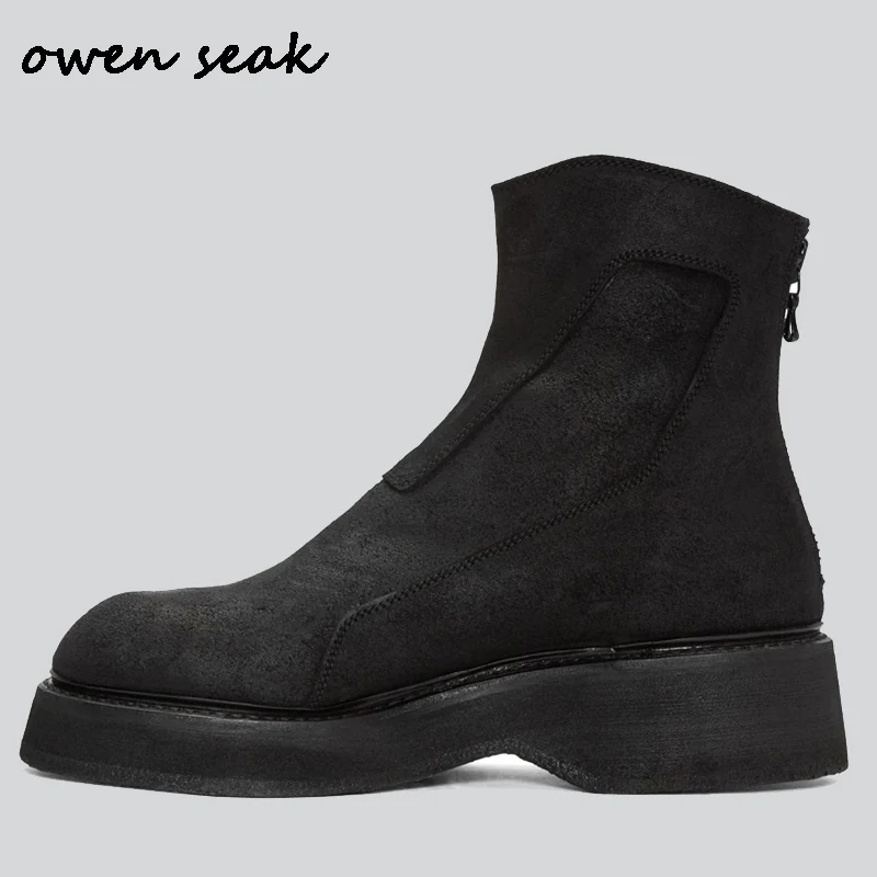 Мужские кроссовки из натуральной кожи на молнии с плюшевой подкладкой|shoes high|shoes