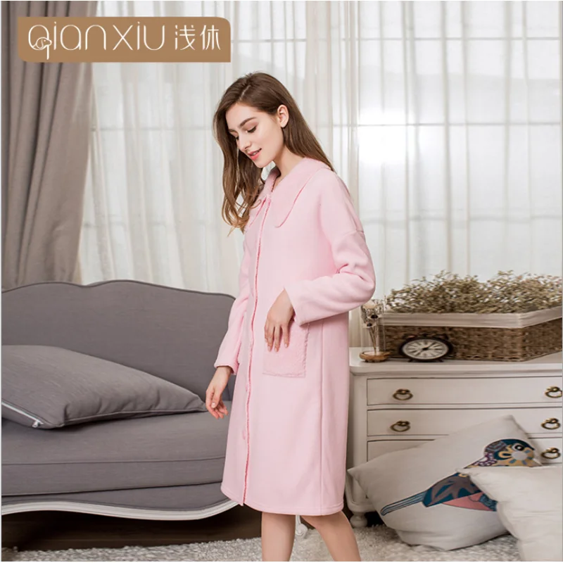 2019 зимняя женская модная Пижама женский теплый халат из берберского флиса