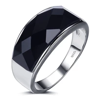 new arrival hot sell fashion black crystal 925 sterling silver menrings wholesale man finger wedding ring jewelry cheap