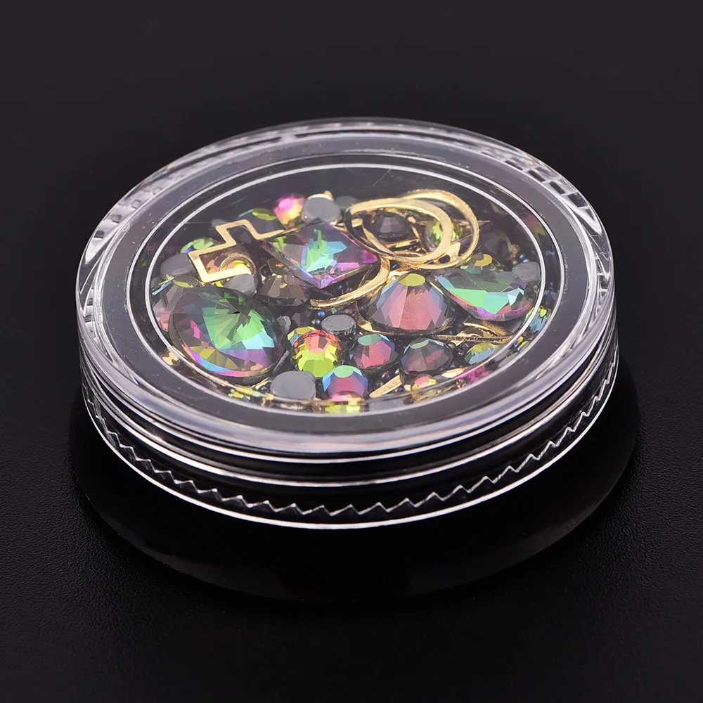 Смешанный стиль 3d украшения для ногтей Стразы Икра бусины Шпильки рамка