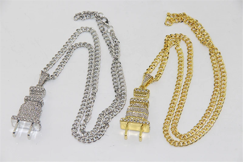 Модные ювелирные изделия мужские Iced Out Bling подвеска в виде вилки ожерелье Золото