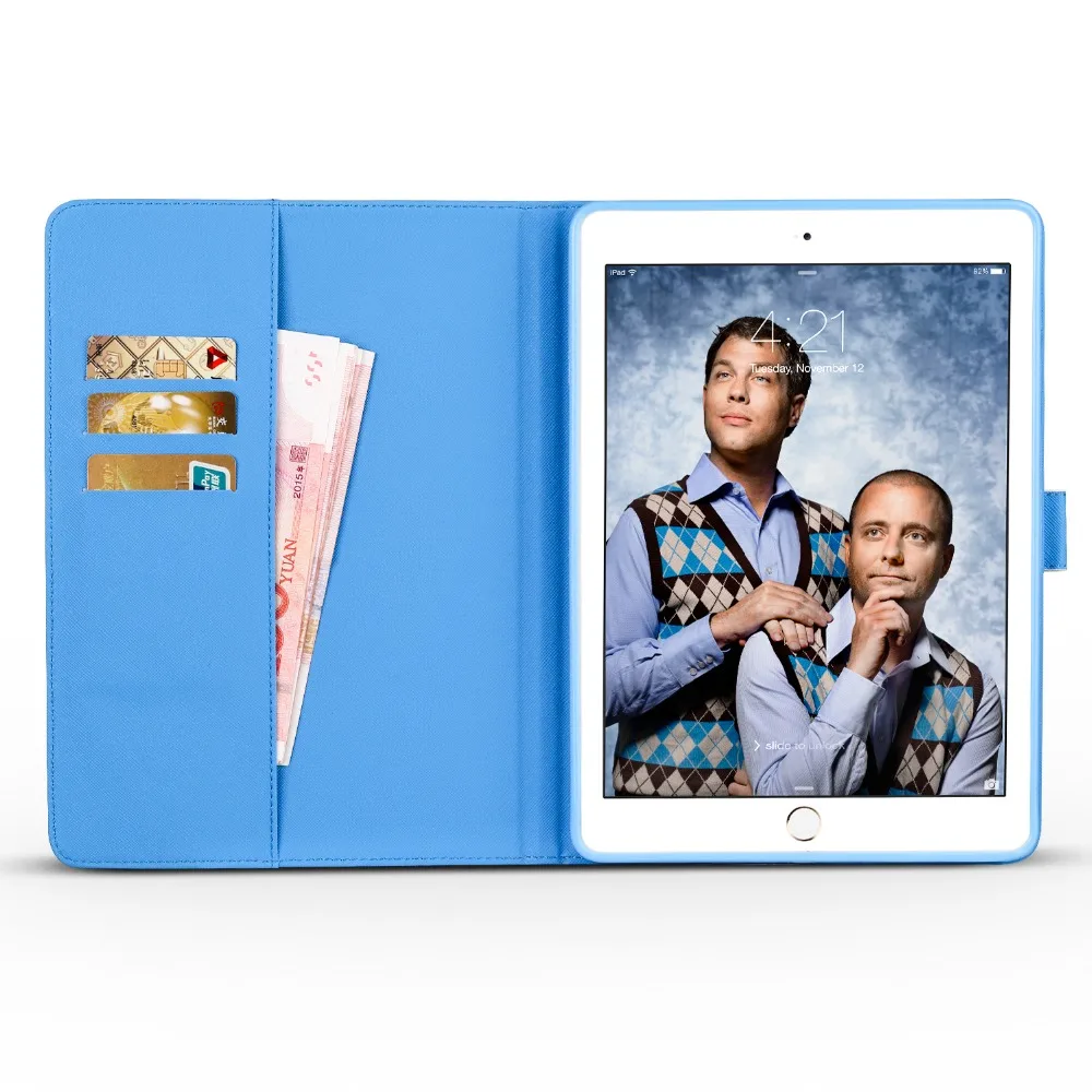 Чехол из искусственной кожи с синим Рисунком бабочки и подставкой для IPad Mini 1 2