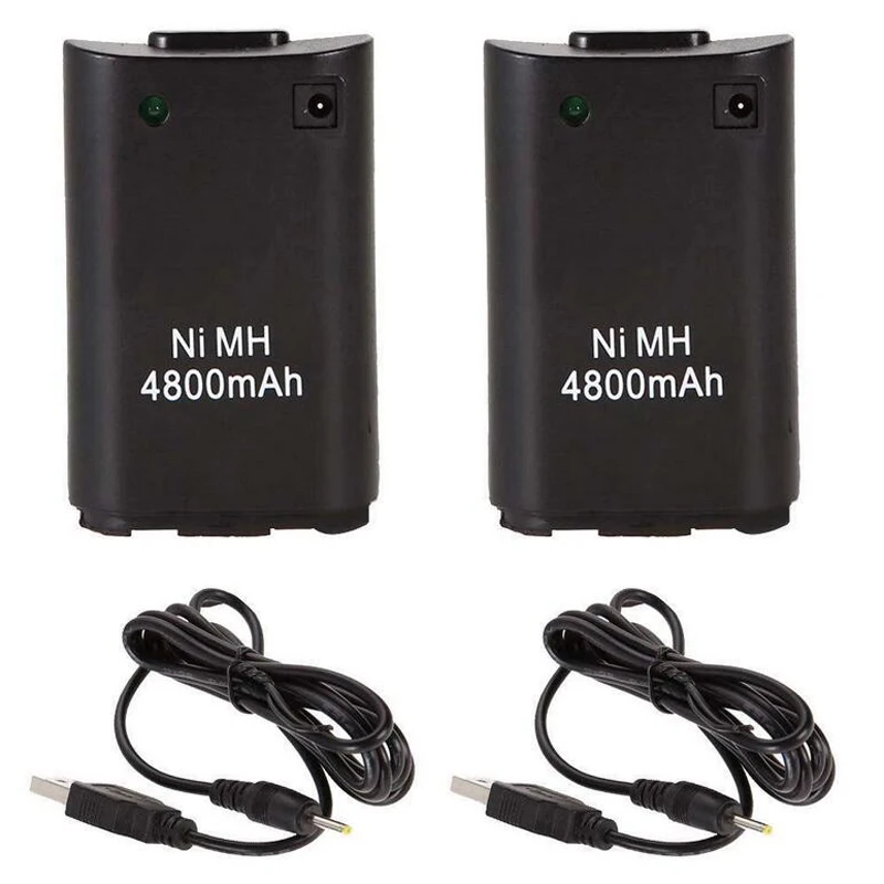 2x4800 mAh батареи+ Кабель зарядного устройства для Xbox 360 беспроводной контроллер геймпад Ni MH резервный Аккумуляторный блок Замена