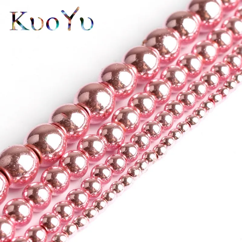 Бусины Из розового гематита круглые бусины россыпью из натурального камня