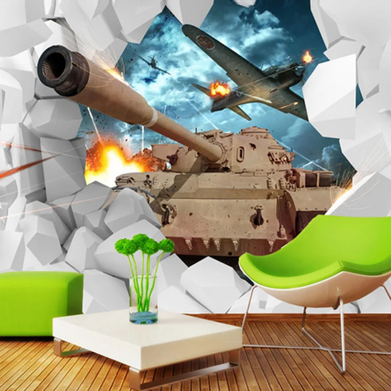 3D стереоскопическая настенная бумага на заказ в стиле милитари креативная