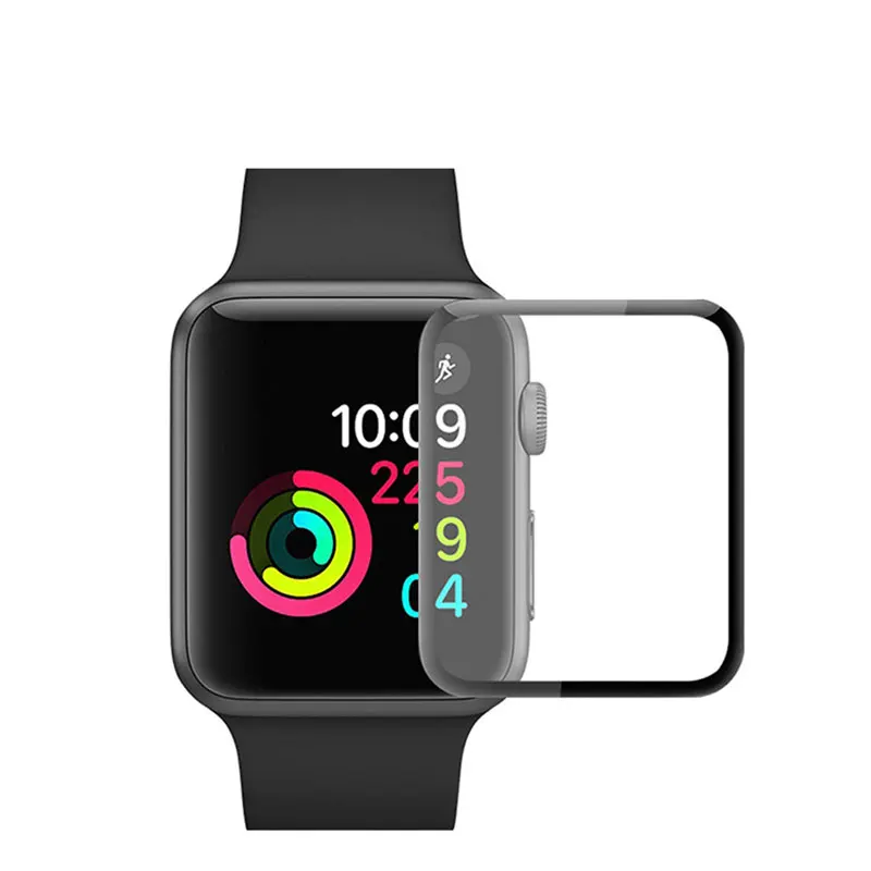 3D 9H Tempered Glass for apple Watch 4 3 2 1 Full Cover Curved Edge Screen Protector 38mm 40mm 42mm 44mm Apple | Электроника