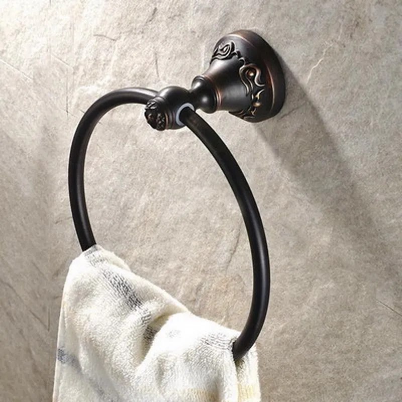 Towel Ring Черный латунный держатель для туалетной бумаги, держатель для туалетной бумаги, держатель для полотенец, мыльница aset009 - Цвет: Towel Ring