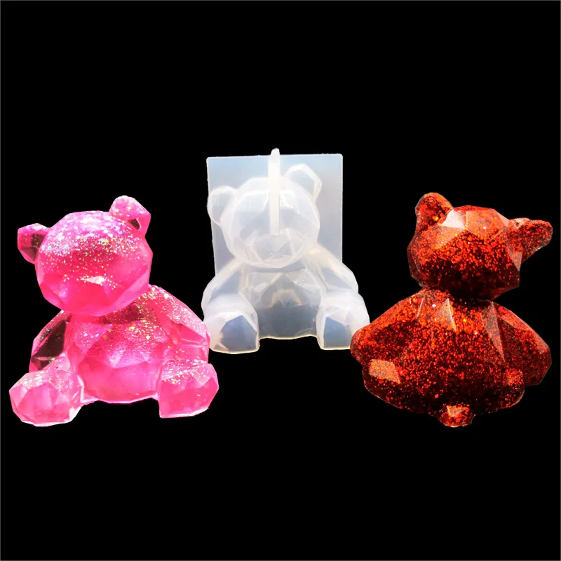 Qiaoqiao diy 3D силиконовая форма «Медведь» diy Геометрическая Стерео Медведь Форма зеркальная силиконовая форма украшение орнамент форма