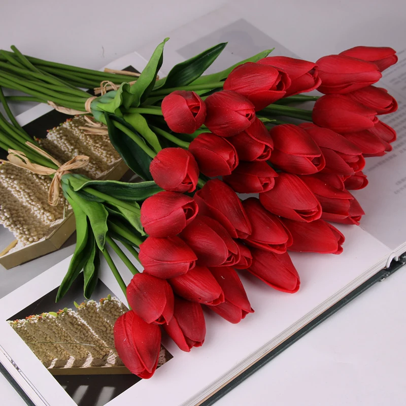 10 шт Искусственные тюльпаны цветы яркие мини-Тюльпан Флорес Fleur Artificiales для дома