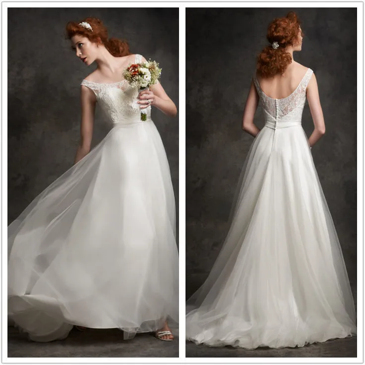 

Wedding dresses A-Line scoop neck spaghetti straps beaded lace bridal gowns ivory VESTIDO DE NOIVA robe de mariage
