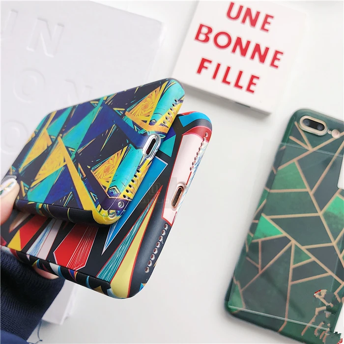 QINUO Full Cover Art painting Case for iPhone X XS Max XR Matte 5 6 6s 8 7 Plus Hrad PC With Tempered Glass Capa |