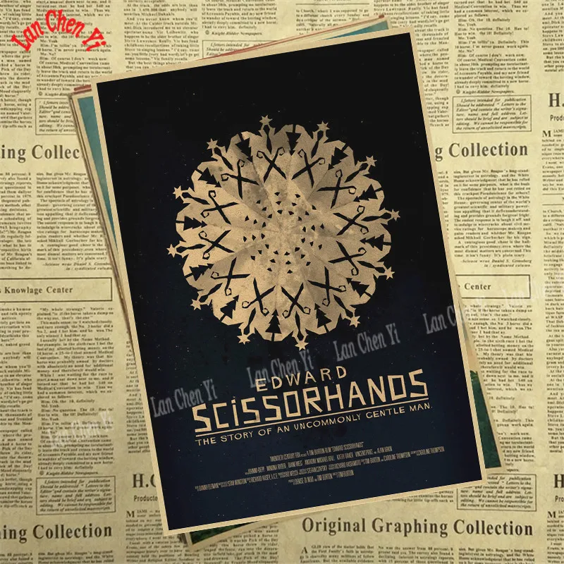 Эдварда Scissorhands винтажная крафт-бумага классический фильм постер художественные изделия для стен бумага краска Наклейка Декор кафе - Цвет: Черный