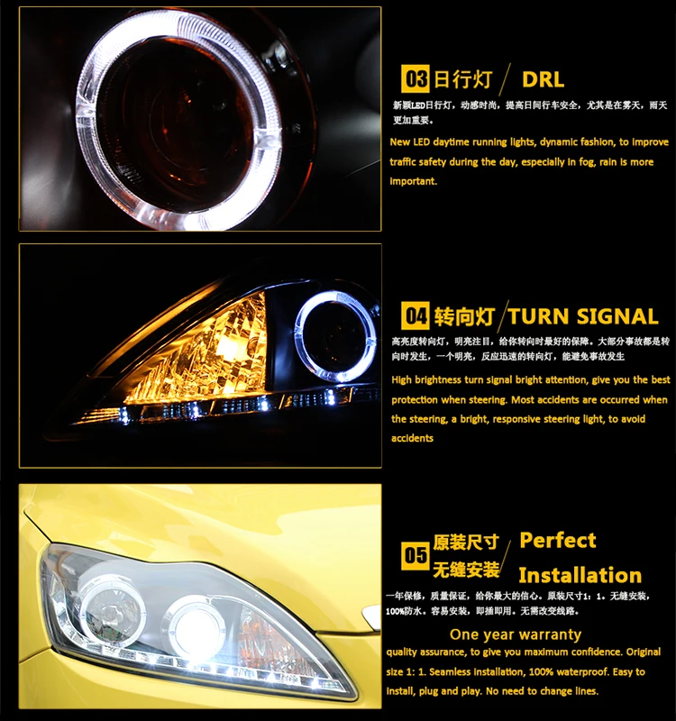 Автомобильный Стайлинг для Ford Focus фары angel eyes 2009 2010 2011 для Ford Focus Bi-xenon двойные линзы HID комплект led drl фары