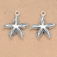 10pcs tibetan silver plated starfish charms pendants for jewelry making bracelet diy craft handmade 25x23mm