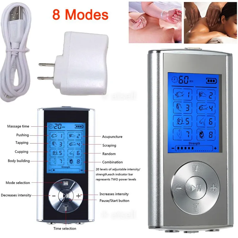 8 режимов десятки блок массажер машина USB перезаряжаемая электрическая Боль