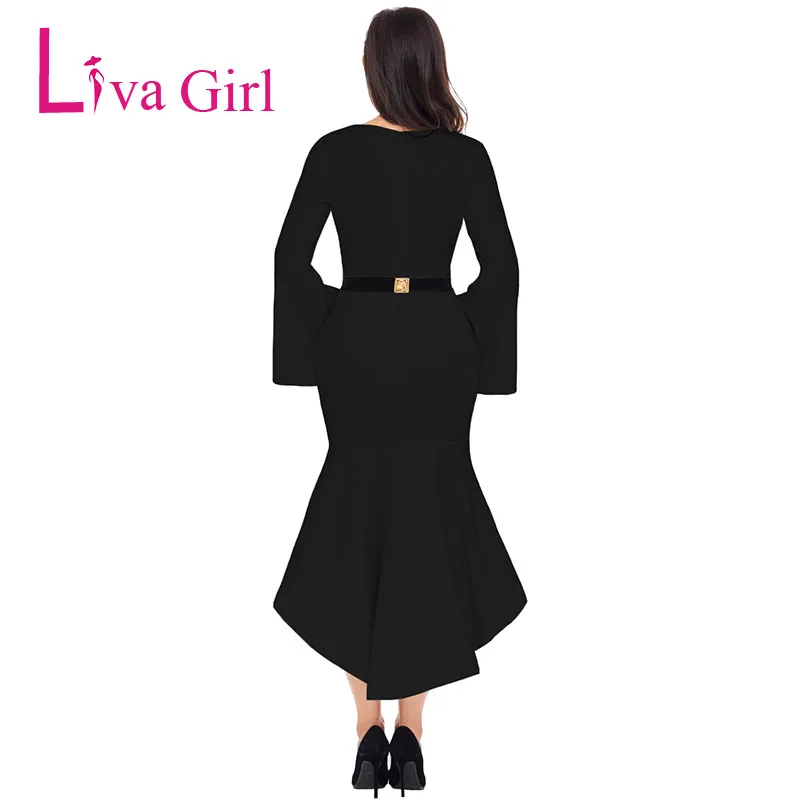 Женское платье с длинным рукавом LIVA GIRL элегантное красное платье-труба поясом и