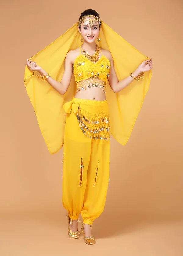 Женский костюм для танца живота индийское платье комплект из 4 предметов |