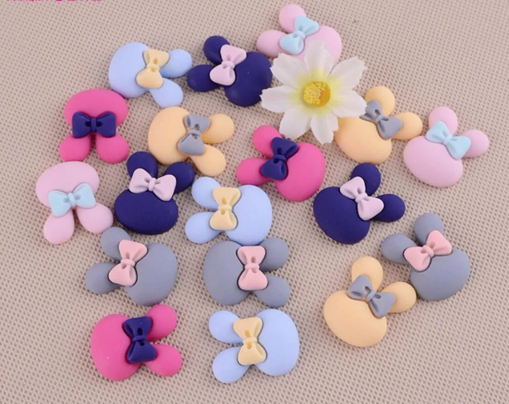 100 шт. полимерные матовые бусины с бантом и кроличьими ушками фигурки миниатюры