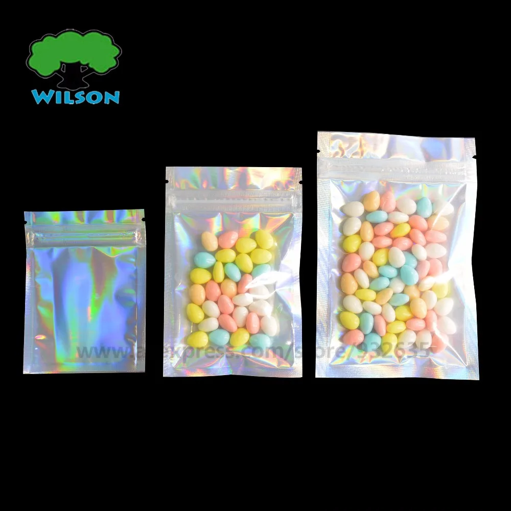 Радужная сумка лазерная голографическая Серебристая косметичка на молнии