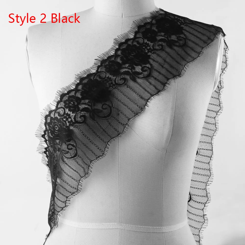 black 2 Новинка; Цвет черный, белый; 3 ярда; классическая кружевная отделка для ресниц; мягкая Цветочная Классическая кружевная отделка; декор; рукоделие; шитье для украшения платья - Цвет: black 2