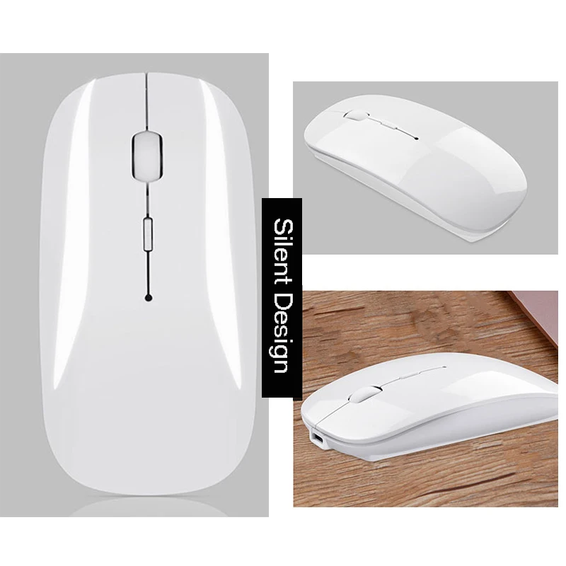 Rovtop Беспроводная игровая мышь 2 4 ГГц USB ультра-тонкая Бесшумная зарядка