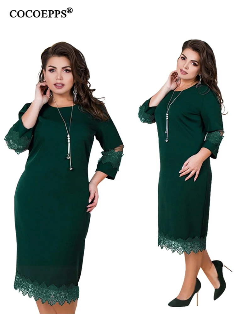 COCOEPPS, женское платье, летнее, размера плюс, кружево, 5XL, 6XL,, повседневное, большой размер, сетка, офисное, Дамское, элегантное, вечерние, лоскутное, платье