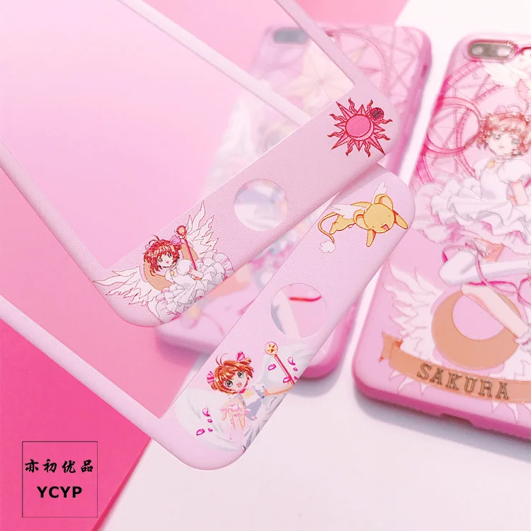 Розовый чехол для iPhone X + пленка экрана из закаленного стекла 8 plus/6 6s plus мультяшный