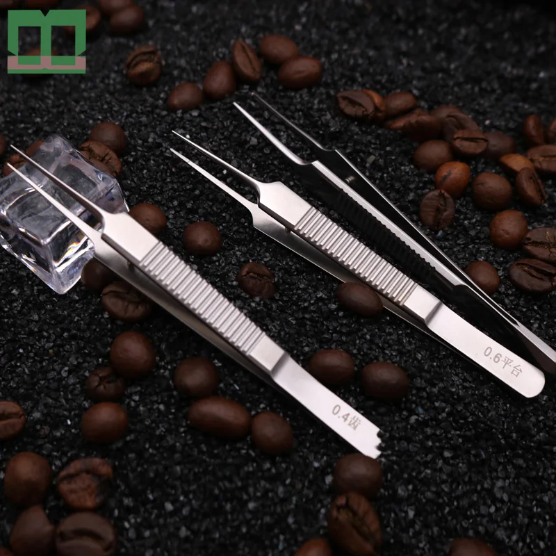 Медицинские пинцеты микроскопическая нержавеющая сталь tweezers 0,4 мм 0,6 хирургические инструменты Пластиковые и эстетической хирургии тонкие щипцы