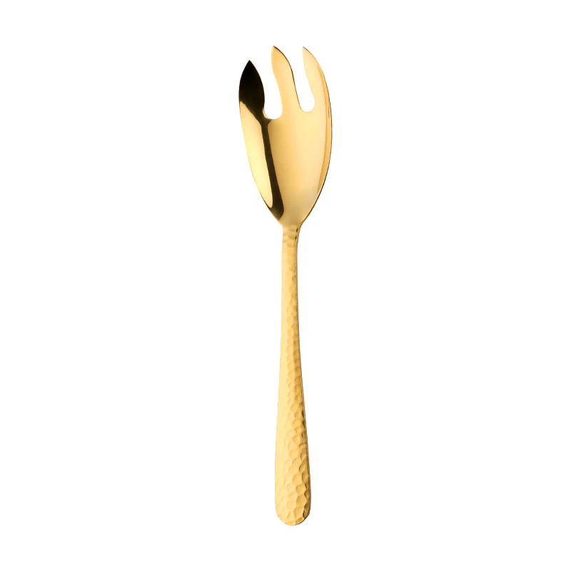 Gold-Fork Большая сервировочная ложка, вилка, 12 дюймов, золотой сервиз для салата, столовая ложка из нержавеющей стали, розовое золото, столовые инструменты, кухонная утварь - Цвет: Gold-Fork