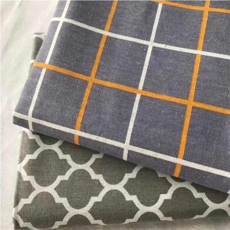 Клетчатая искусственная ткань для шитья льняная хлопчатобумажная ручной работы