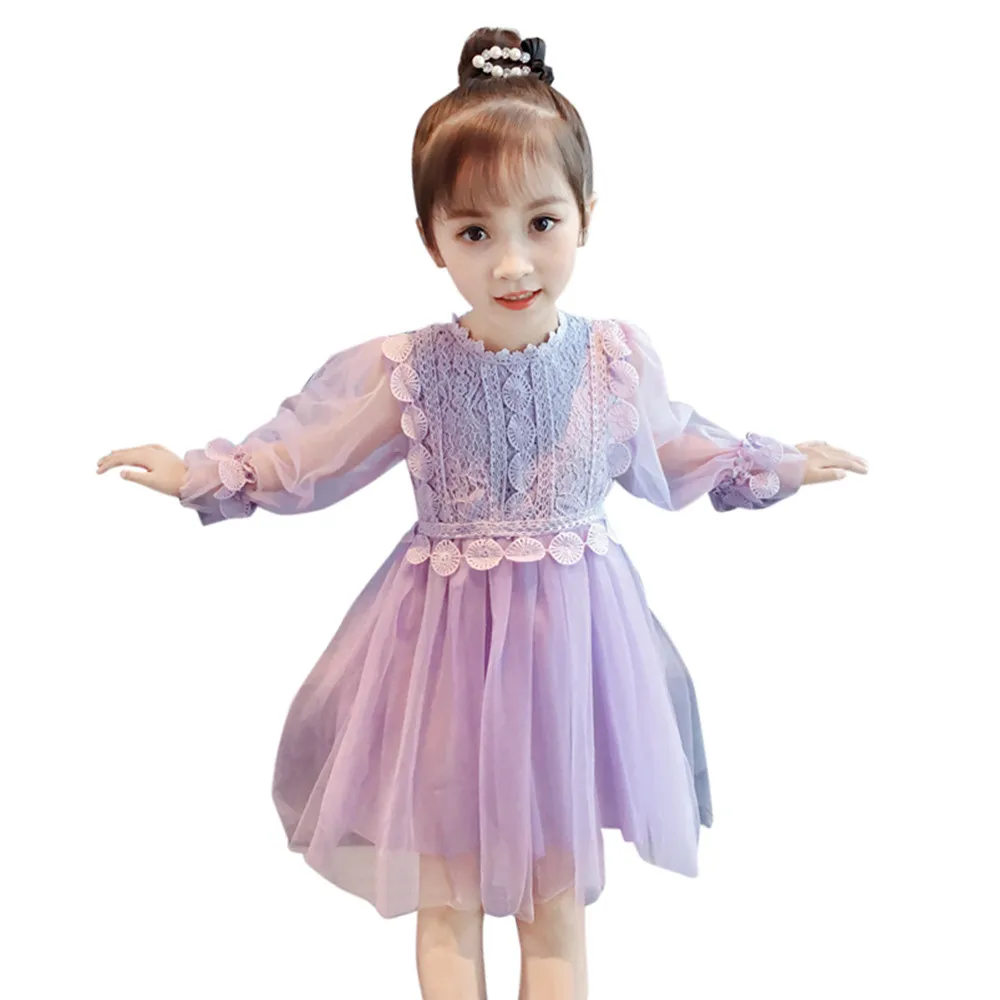 Kids Baby Girls Lace Long Lantern Sleeve Children Dress Party Princess Clothes a great idea for baby show gifts clothes | Детская одежда