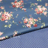 160x50cm dark blue floral rose cotton design tissues high quality diy sewing craft cloth fabric patchwork quilts 160gm
