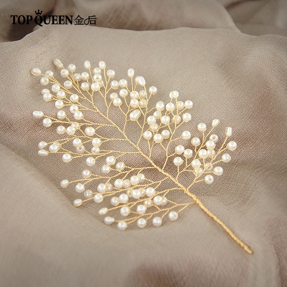 Golden TOPQUEEN HP56 аксессуары для свадьбы свадебный головной убор с жемчугом золотой цвет невесты ювелирные изделия для волос быстрая в - Цвет: Golden