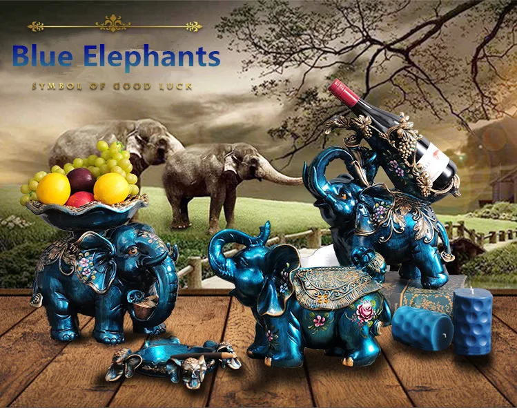 Синий серии Творческий Элегантный Ручная роспись Милу олень Лось голова фигурки