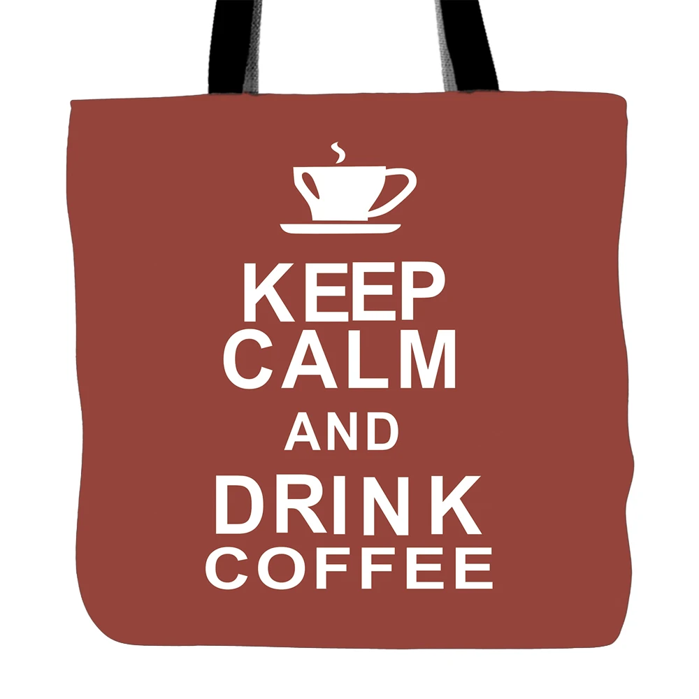 Ручная сумка Keep Calm And Drink Coffee белая холщовая для шопинга путешествий еды
