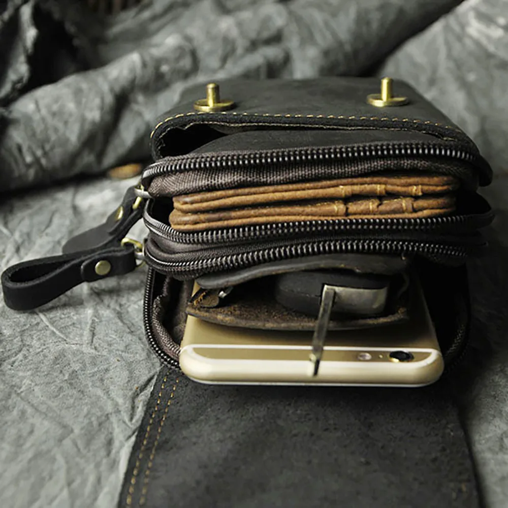 Винтажная забавная поясная сумка из натуральной кожи для мужчин дорожный ремень