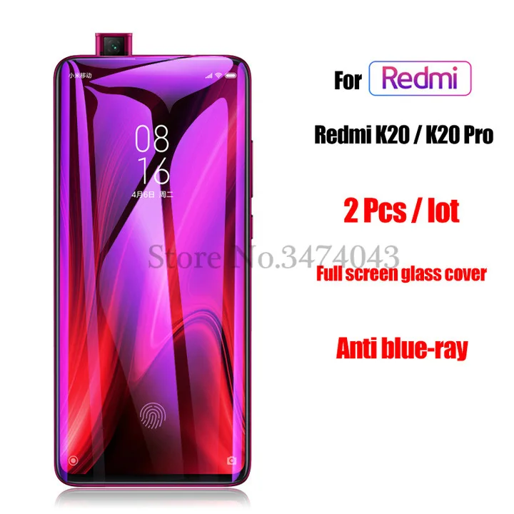 2Pcs Anti blue-ray 2 шт 9H закаленное стекло для Xiaomi Redmi K20 9T Pro защита экрана полное покрытие стекло для Xiaomi Redmi 9T K20 профессиональная защитная пленка - Цвет: 2Pcs Anti blue-ray