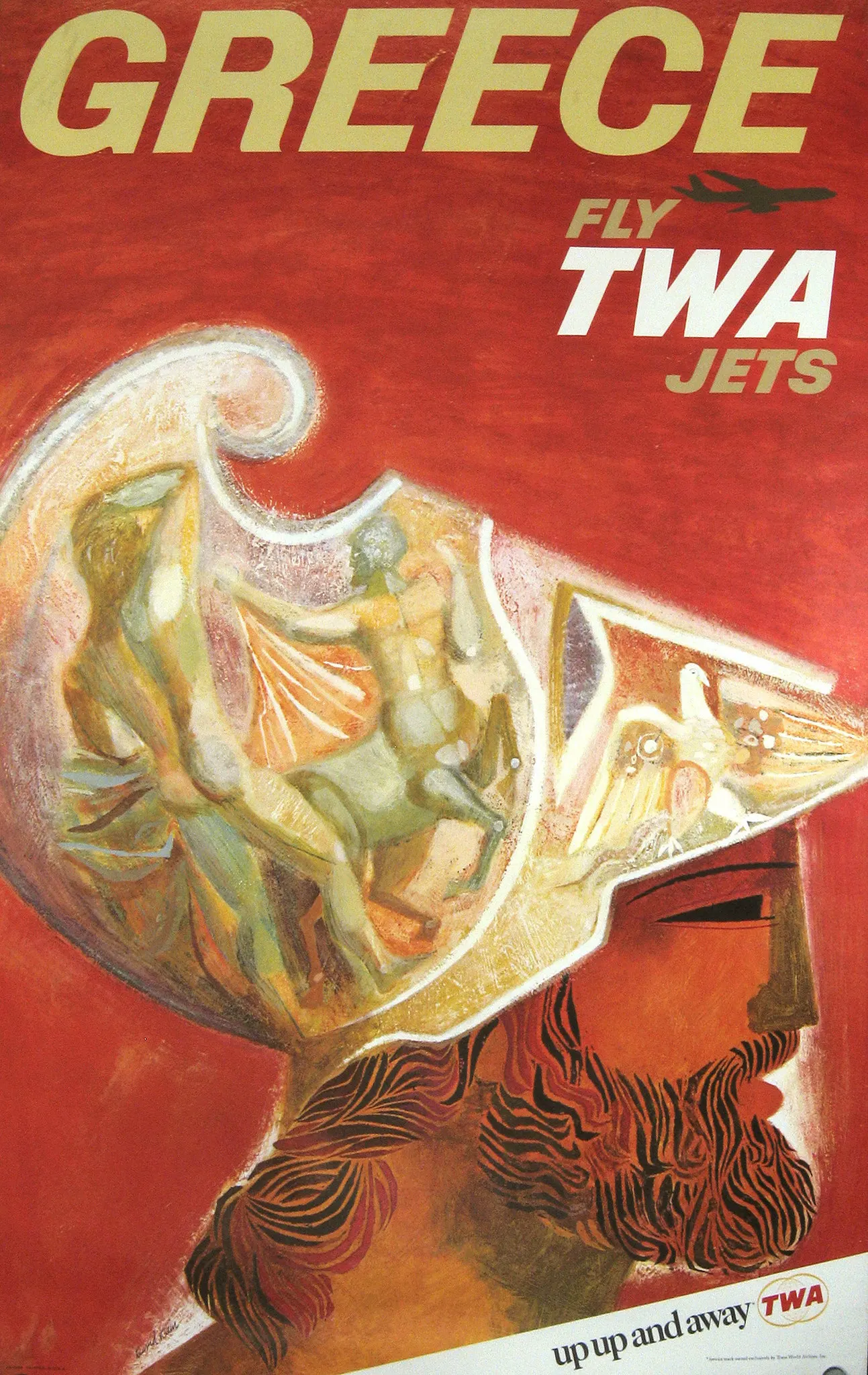 ВИНТАЖНЫЙ ПЛАКАТ для путешествий озеро Центральная авиалиния Grand Rapids